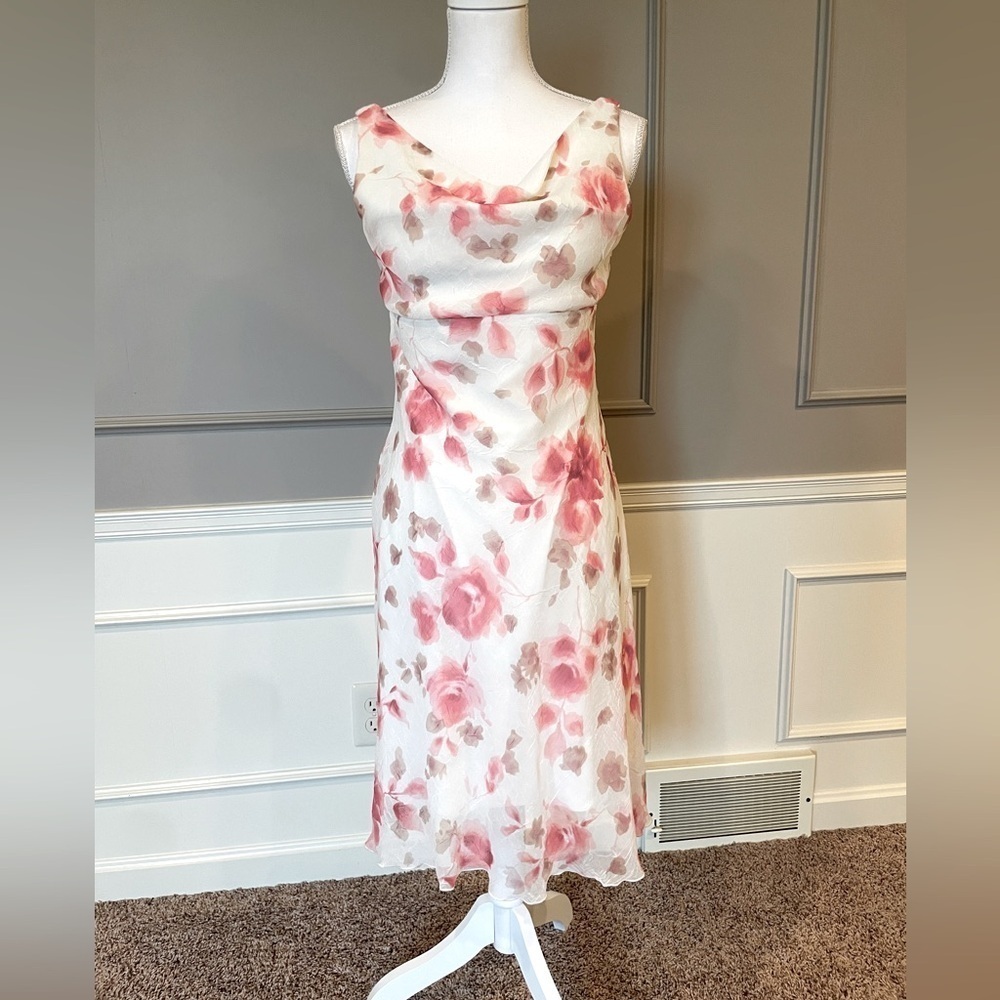 Vintage Y2K Be Smart Dress Womens 7/8 Floral Empire Waist Sheer Chiffon Fairy